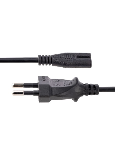StarTech.com Cable de 2m de Alimentación para Ordenador Portátil o Impresora , UE a C7, 2,5A 250V, 18AWG, Cable de Repuesto para