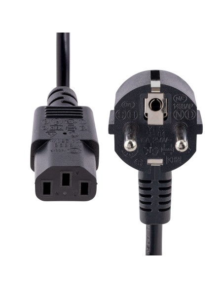 StarTech.com Cable de 3m (10 pies) de Alimentación para Ordenador, 18AWG, UE Schuko a C13, 250V 10A, Cable de Corriente, Cable d