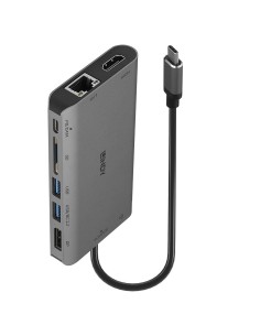 Lindy 43323 base para portátil y replicador de puertos Alámbrico USB 3.2 Gen 1 (3.1 Gen 1) Type-C Negro, Gris