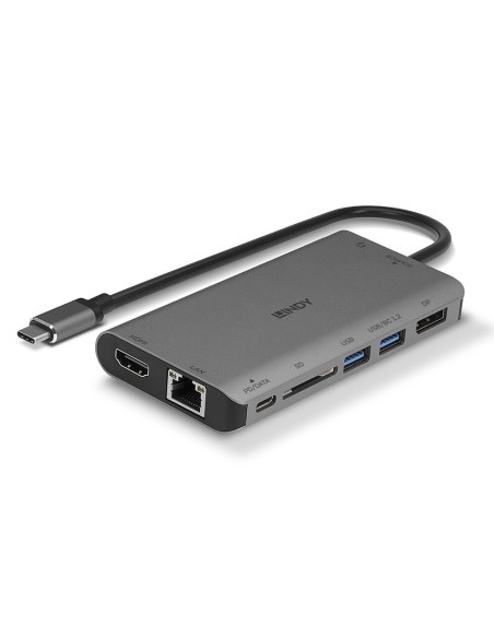 Lindy 43323 base para portátil y replicador de puertos Alámbrico USB 3.2 Gen 1 (3.1 Gen 1) Type-C Negro, Gris