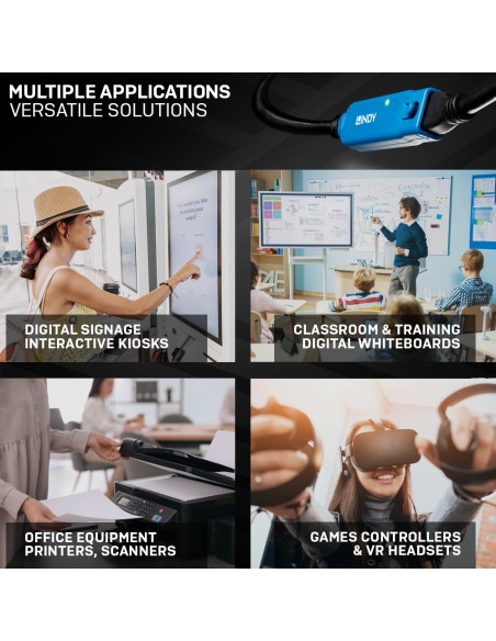 Lindy 43158 cable USB 8 m USB 3.2 Gen 1 (3.1 Gen 1) USB A Negro