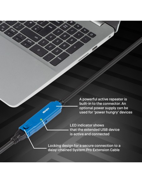 Lindy 43158 cable USB 8 m USB 3.2 Gen 1 (3.1 Gen 1) USB A Negro