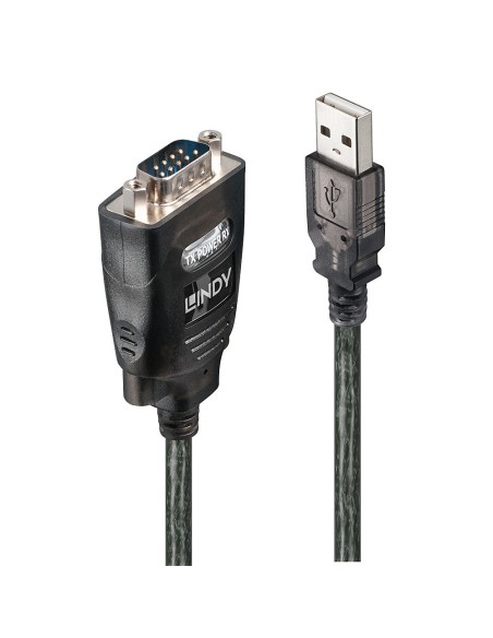 Lindy 42686 cable de serie Negro 1,1 m USB tipo A DB-9