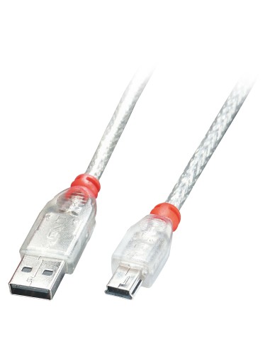 Lindy 41782 cable USB 1 m USB 2.0 USB A Mini-USB B Transparente