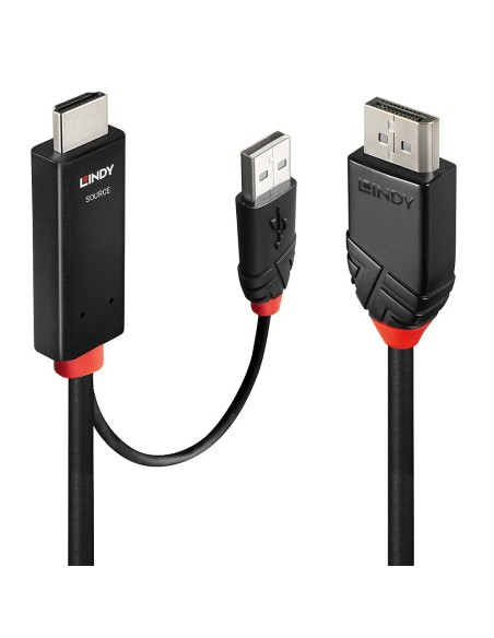 Lindy 41499 adaptador de cable de vÍ­deo 2 m HDMI + USB Type-A DisplayPort Negro