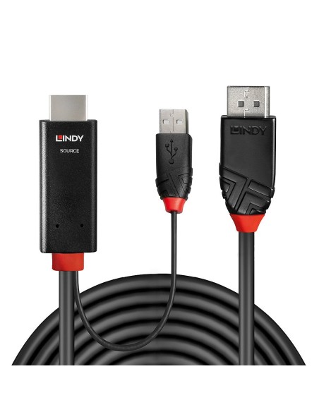 Lindy 41499 adaptador de cable de vÍ­deo 2 m HDMI + USB Type-A DisplayPort Negro