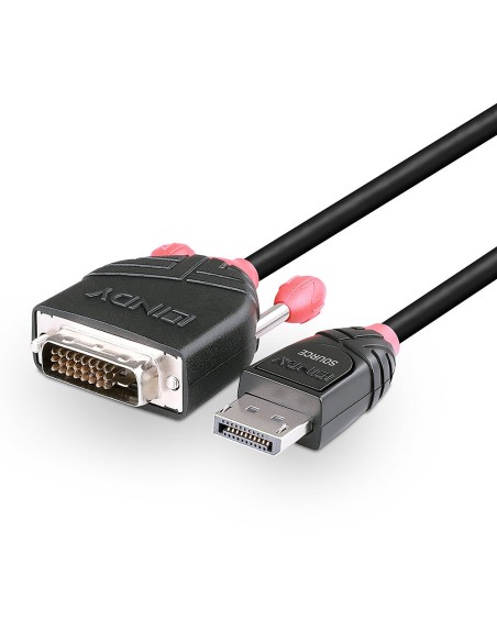 Lindy 41490 adaptador de cable de vÍ­deo 1 m DVI-D DisplayPort Negro