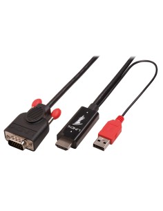 Lindy 41456 adaptador de cable de vÍ­deo 2 m HDMI VGA (D-Sub) Negro