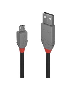 Lindy 36733 cable USB 2 m USB 2.0 USB A Micro-USB B Negro, Gris