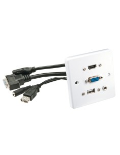 Lindy 60220 toma de corriente HDMI + VGA + USB A + 3.5mm Blanco