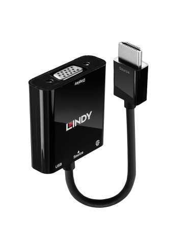 Lindy 38285 adaptador de cable de vÍ­deo 0,1 m HDMI tipo A (Estándar) VGA (D-Sub) Negro