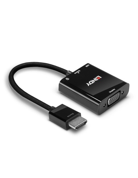 Lindy 38285 adaptador de cable de vÍ­deo 0,1 m HDMI tipo A (Estándar) VGA (D-Sub) Negro