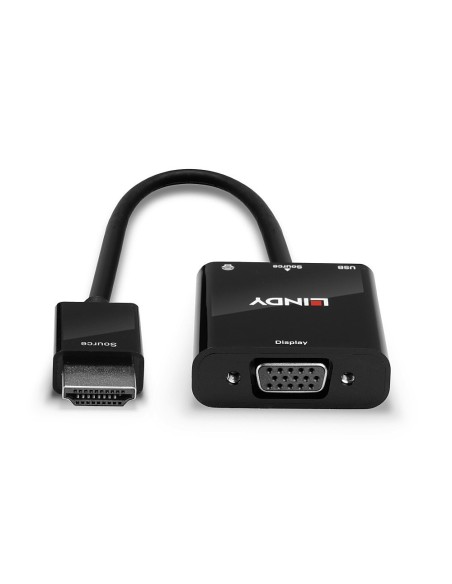 Lindy 38285 adaptador de cable de vÍ­deo 0,1 m HDMI tipo A (Estándar) VGA (D-Sub) Negro