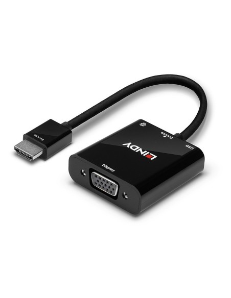 Lindy 38285 adaptador de cable de vÍ­deo 0,1 m HDMI tipo A (Estándar) VGA (D-Sub) Negro