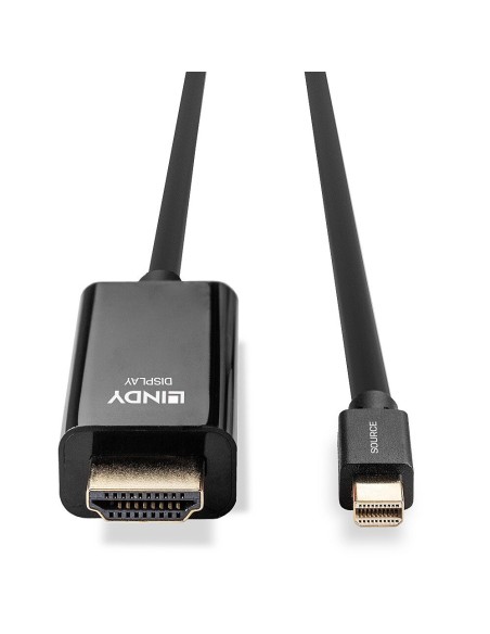 Lindy 36926 adaptador de cable de vÍ­deo 1 m HDMI tipo A (Estándar) Mini DisplayPort Negro
