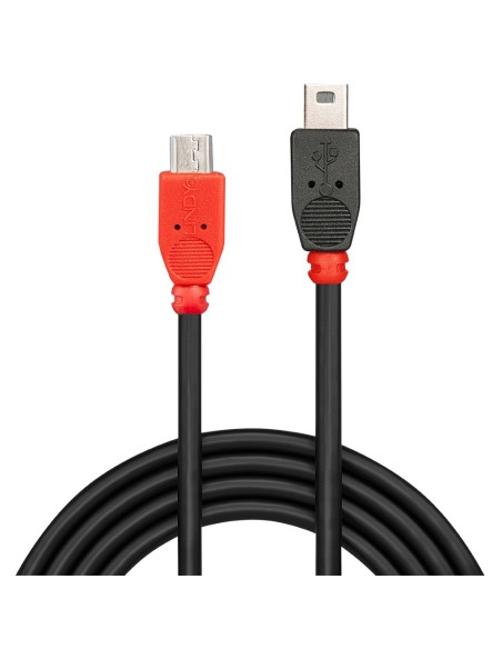 Lindy 31717 cable USB 0,5 m USB 2.0 Mini-USB B Micro-USB B Negro, Rojo