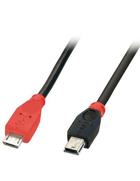 Lindy 31717 cable USB 0,5 m USB 2.0 Mini-USB B Micro-USB B Negro, Rojo