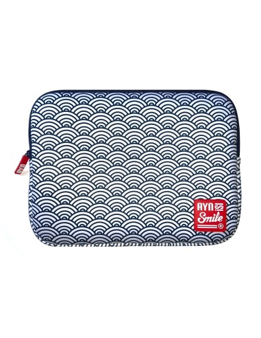 Funda Sleeve para Portátil de 13 y 14 pulgadas Smile Kimono de Neopreno estampado Japonés Seigaiha