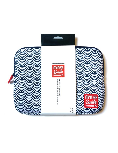 Funda Sleeve para Portátil de 13 y 14 pulgadas Smile Kimono de Neopreno estampado Japonés Seigaiha