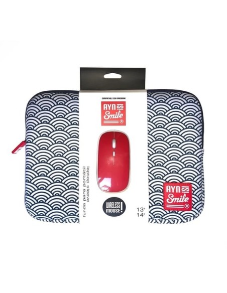 Bundle Funda Sleeve para Portátil de 13 y 14 pulgadas Smile Kimono de Neopreno estampado Japonés Seigaiha