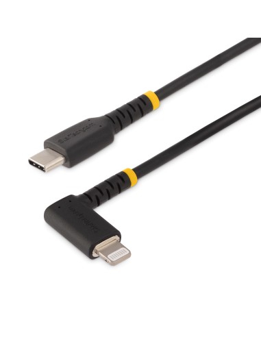 StarTech.com Cable de 1m USB-C a Lightning - Cable USB 2.0 a Lightning Acodado - Cable USB Tipo C a Lightning - Cable de Carga -