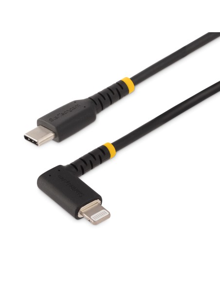 StarTech.com Cable de 1m USB-C a Lightning - Cable USB 2.0 a Lightning Acodado - Cable USB Tipo C a Lightning - Cable de Carga -
