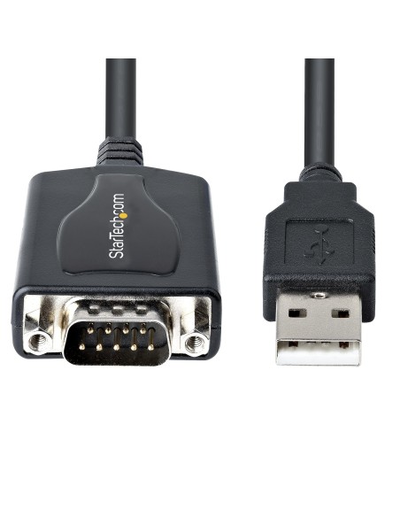 StarTech.com Cable de 91cm USB a Serie con Retención de Puerto COM, Conversor DB9 RS232 Macho a USB, Adaptador USB a Serie para 