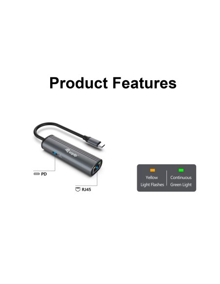 Equip 133486 hub de interfaz USB Tipo C 1000 Mbit s Negro, Gris