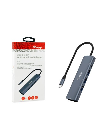 Equip 133487 hub de interfaz USB 3.2 Gen 1 (3.1 Gen 1) Type-C 5000 Mbit s Negro, Gris