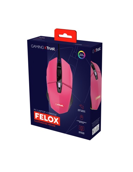 Trust GXT 109P FELOX ratón Ambidextro USB tipo A 6400 DPI