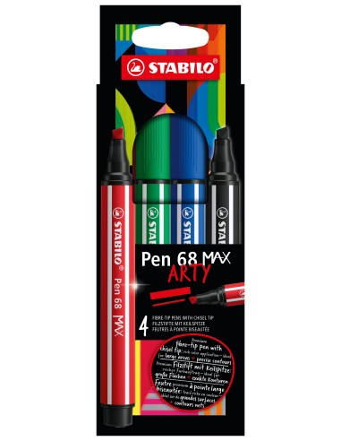 STABILO Pen 68 MAX rotulador Negro, Azul, Rojo 4 pieza(s)