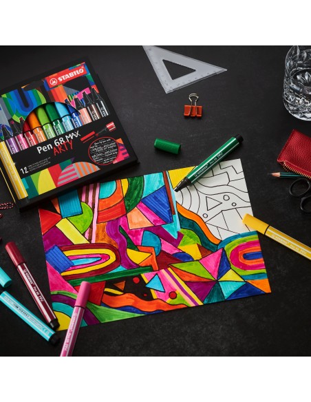 STABILO Pen 68 MAX rotulador Negro, Azul, Rojo 4 pieza(s)