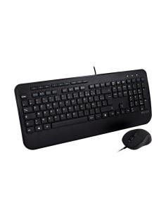 V7 Teclado USB de tamaño completo con reposamuñecas y combo de ratón para ambidiestros - FR