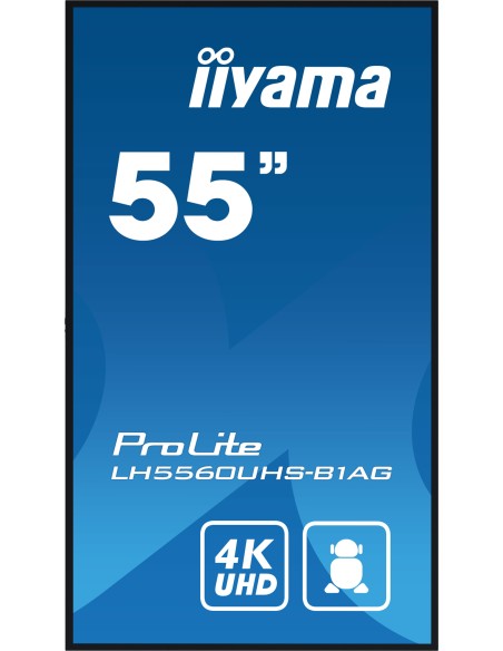 iiyama PROLITE Pizarra de caballete digital 139,7 cm (55") LED Wifi 500 cd   m² 4K Ultra HD Negro Procesador incorporado Android