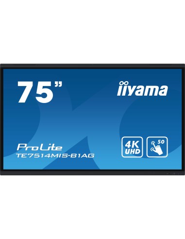 iiyama TE7514MIS-B1AG pantalla de señalización Panel plano interactivo 190,5 cm (75") LCD Wifi 435 cd   m² 4K Ultra HD Negro Pan