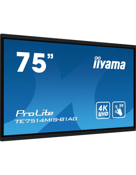 iiyama TE7514MIS-B1AG pantalla de señalización Panel plano interactivo 190,5 cm (75") LCD Wifi 435 cd   m² 4K Ultra HD Negro Pan