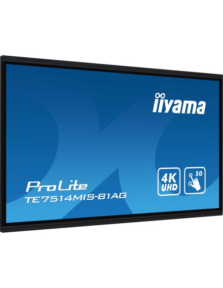 iiyama TE7514MIS-B1AG pantalla de señalización Panel plano interactivo 190,5 cm (75") LCD Wifi 435 cd   m² 4K Ultra HD Negro Pan
