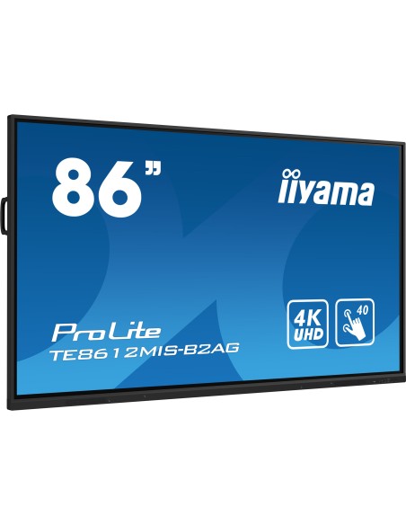 iiyama PROLITE Pizarra de caballete digital 2,18 m (86") LED Wifi 400 cd   m² 4K Ultra HD Negro Pantalla táctil Procesador incor