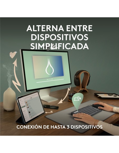 Logitech Pebble Keys 2 K380s teclado RF Wireless + Bluetooth QWERTY Español Blanco