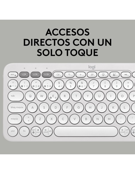 Logitech Pebble Keys 2 K380s teclado RF Wireless + Bluetooth QWERTY Español Blanco