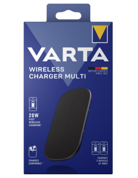Varta 57906 101 111 cargador de dispositivo móvil Universal Negro USB Cargador inalámbrico Carga rápida Interior