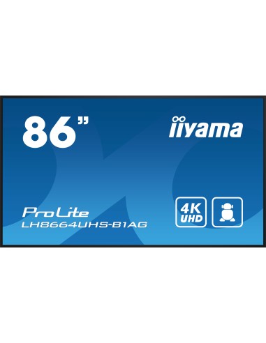 iiyama PROLITE Pizarra de caballete digital 2,18 m (86") LED Wifi 500 cd   m² 4K Ultra HD Negro Procesador incorporado Android 1
