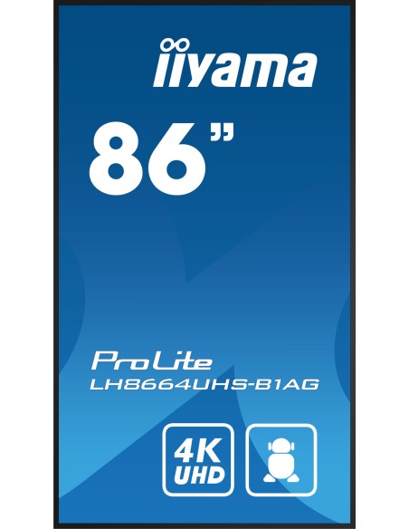 iiyama PROLITE Pizarra de caballete digital 2,18 m (86") LED Wifi 500 cd   m² 4K Ultra HD Negro Procesador incorporado Android 1