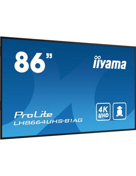 iiyama PROLITE Pizarra de caballete digital 2,18 m (86") LED Wifi 500 cd   m² 4K Ultra HD Negro Procesador incorporado Android 1