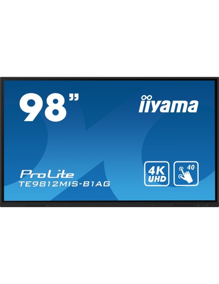 iiyama PROLITE Pizarra de caballete digital 2,49 m (98") LED Wifi 400 cd   m² 4K Ultra HD Negro Pantalla táctil Procesador incor