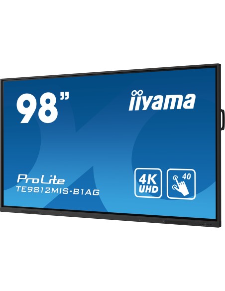 iiyama PROLITE Pizarra de caballete digital 2,49 m (98") LED Wifi 400 cd   m² 4K Ultra HD Negro Pantalla táctil Procesador incor