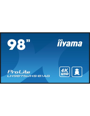 iiyama PROLITE Pizarra de caballete digital 2,49 m (98") LED Wifi 500 cd   m² 4K Ultra HD Negro Procesador incorporado Android 1