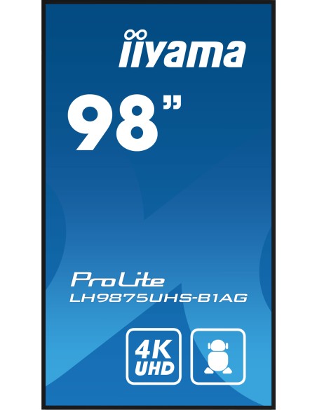 iiyama PROLITE Pizarra de caballete digital 2,49 m (98") LED Wifi 500 cd   m² 4K Ultra HD Negro Procesador incorporado Android 1