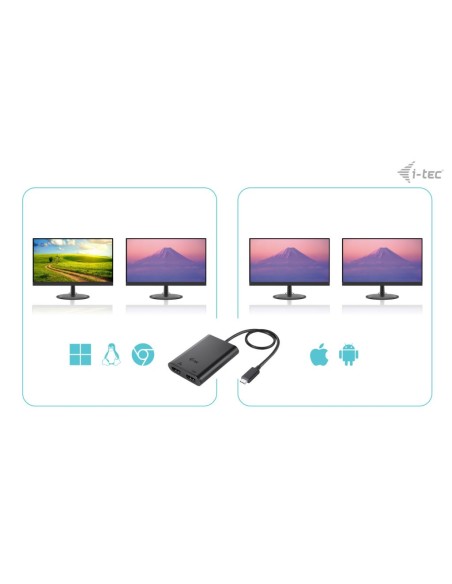i-tec USB-C Dual 4K 60Hz (single 8K 30Hz) HDMI Video Adapter