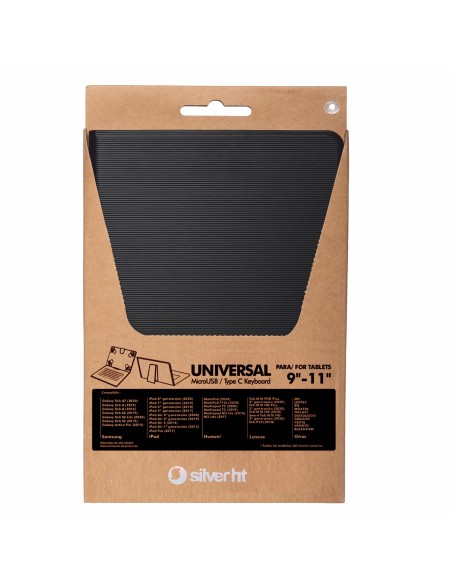 SilverHT Funda Universal Wave 9-11 Black con teclado Micro USB   C